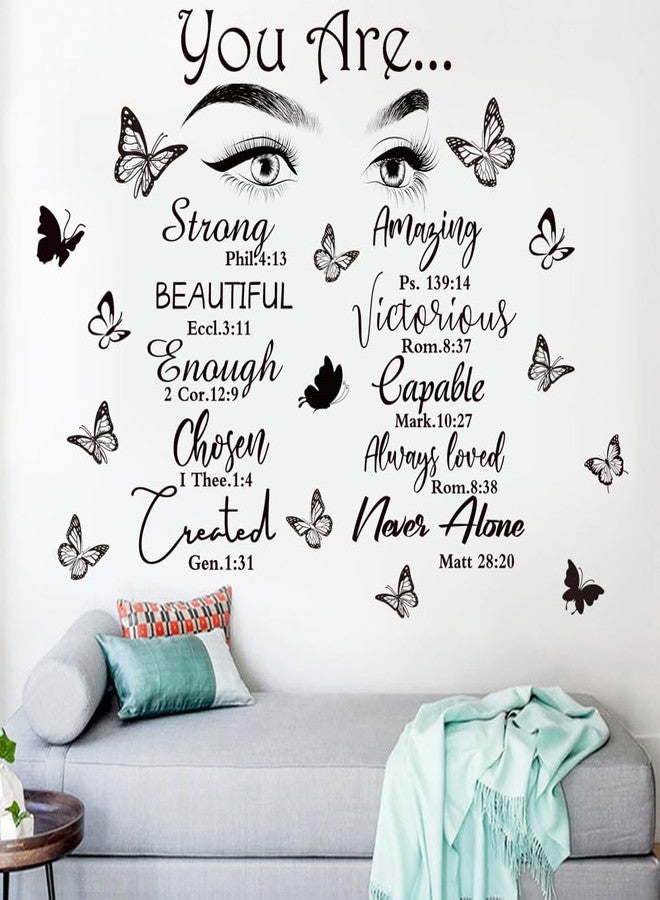 Datesno Inspirational Wall Stickers Eyelash Eyes Vinyl Wall Art Quotes Wall Decals You are Amazing Wall Decor Butterfly Wall Decor Bedroom Decoration for Living Room Home Decor - Image 3