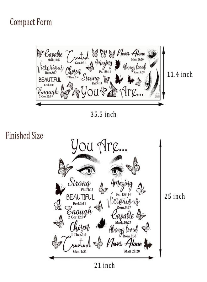 Datesno Inspirational Wall Stickers Eyelash Eyes Vinyl Wall Art Quotes Wall Decals You are Amazing Wall Decor Butterfly Wall Decor Bedroom Decoration for Living Room Home Decor - Image 5