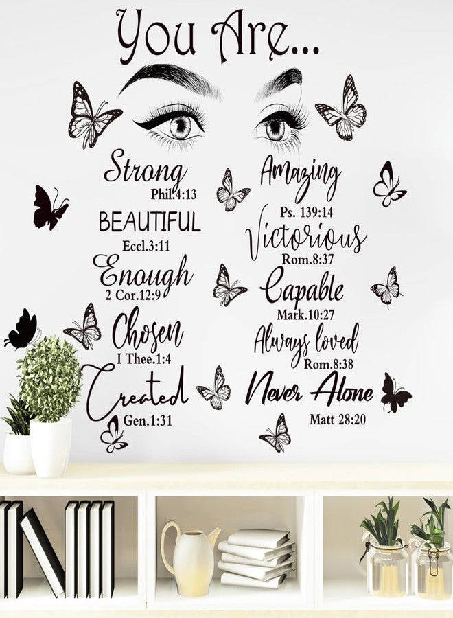Datesno Inspirational Wall Stickers Eyelash Eyes Vinyl Wall Art Quotes Wall Decals You are Amazing Wall Decor Butterfly Wall Decor Bedroom Decoration for Living Room Home Decor - Image 4