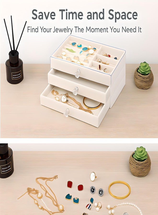 HOMICKER Earring Holder Organizer, Acrylic Jewelry Box with 3 Drawers, Earring Storage Box for Earrings, Rings, Necklaces, Bracelets, Jewelry Organizer and Storage for Women, Velvet Trays, IDEAL Gift - Image 5