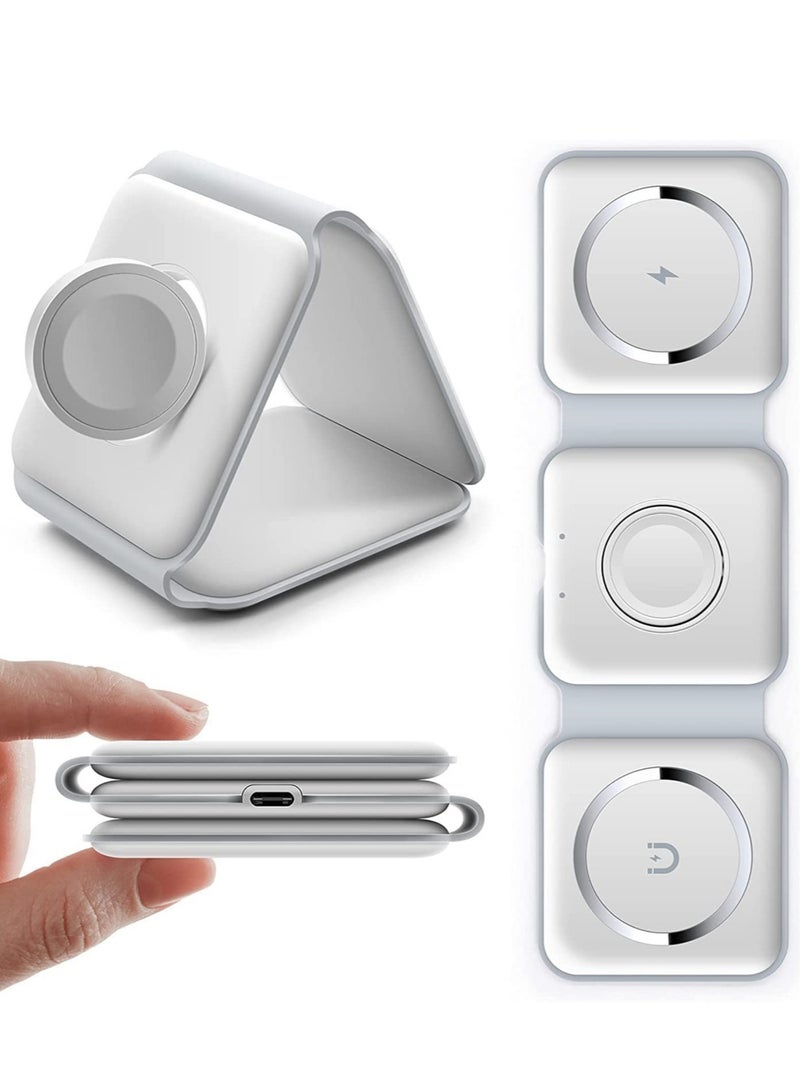 3 in 1 Wireless Charger,Magnetic Foldable Charging Station,Fast Wireless Charging Pad (WHITE) - Image 2