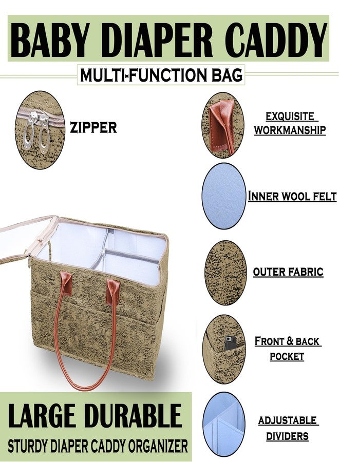 GREEN DECOR - Non Woven Fabric Cute Diaper Caddy Bag with Handles & Zip Lock for Smart Mothers Baby Diaper Caddy Wipes Storage Organizers,Foldable and Portable(Polka Print Cream-15X10X8 Inch) - Image 3