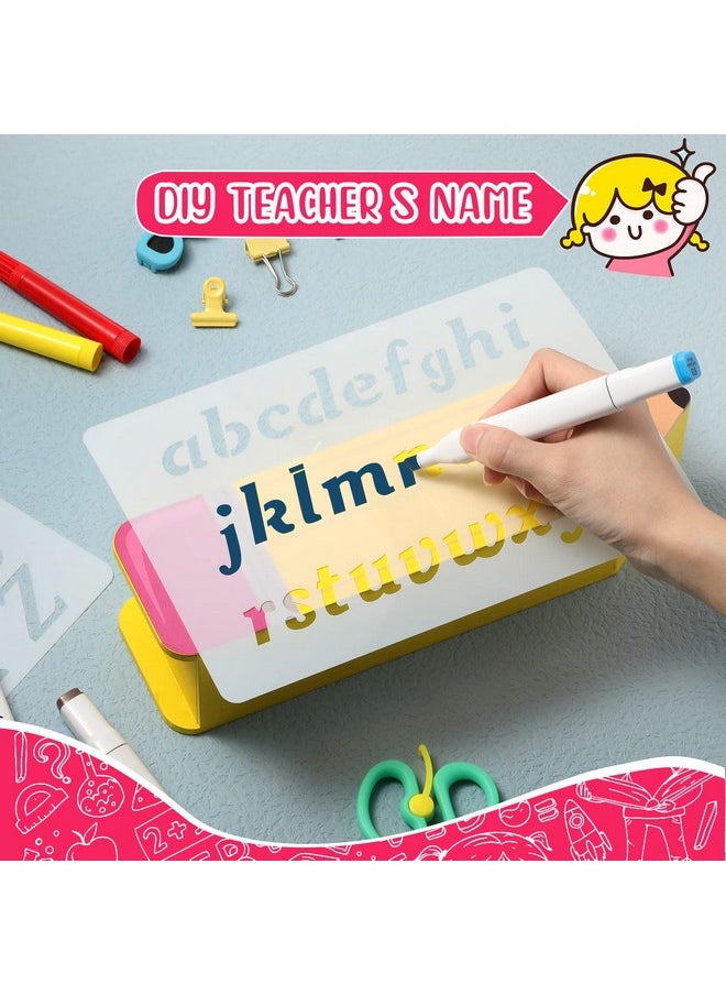 Containlol - Christmas Teacher Appreciation Gifts Teacher Name Diy Pencil Holder Pencil Shape Pencil Organizer Teacher Birthday Supplies For Women Men Desk Sign School Office Decor - Image 1