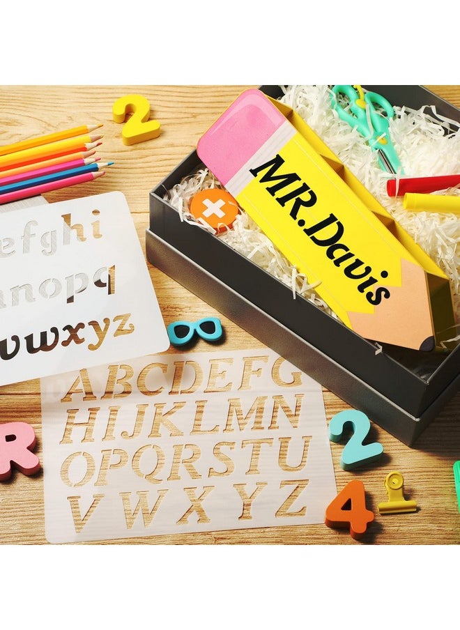 Containlol - Christmas Teacher Appreciation Gifts Teacher Name Diy Pencil Holder Pencil Shape Pencil Organizer Teacher Birthday Supplies For Women Men Desk Sign School Office Decor - Image 1