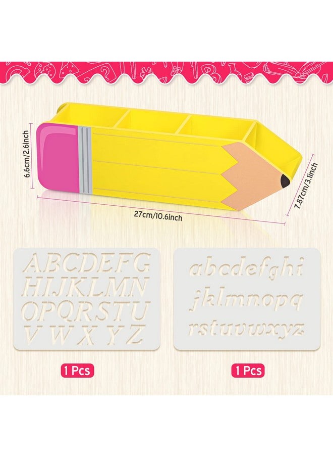 Containlol - Christmas Teacher Appreciation Gifts Teacher Name Diy Pencil Holder Pencil Shape Pencil Organizer Teacher Birthday Supplies For Women Men Desk Sign School Office Decor - Image 1