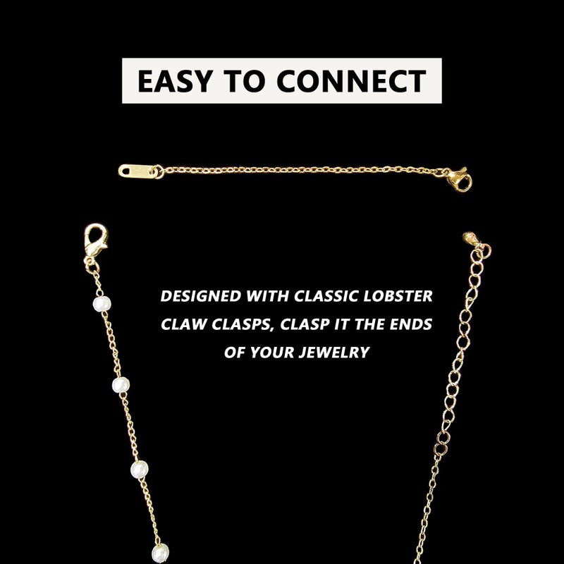 Bonison 3 Pcs Necklace Extenders for Women, 2" 4" 6" 18k Gold Plated Chain Extenders for Necklaces, Gold Necklaces Bracelet Anklet Extender for Women Jewelry Making, - Image 4