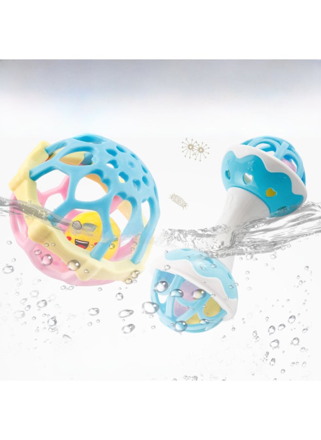 null - Hong Kong Bixiong Baby Educational Toy Teeth Molar Hand Rattle Soft Rubber Hand Grab Ball Set Boiled Set Toy-Color:Warm Soft Rubber Rattle Set (OPP Bag, Random Color) - Image 1