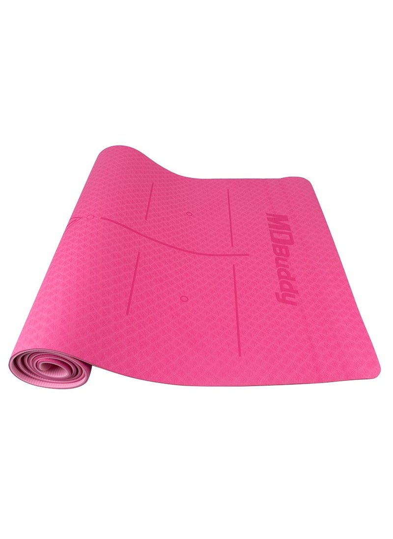 MDBuddy Yoga Mat with Position Lines Pink color  - Image 1