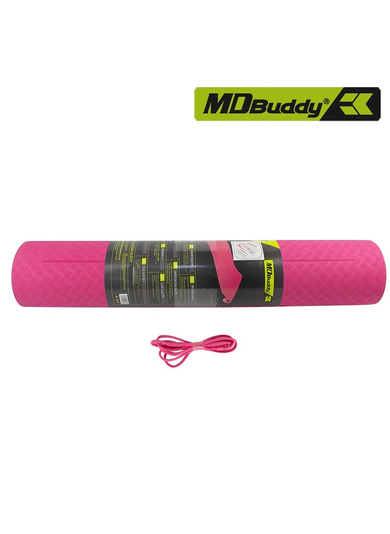 MDBuddy Yoga Mat with Position Lines Pink color  - Image 2