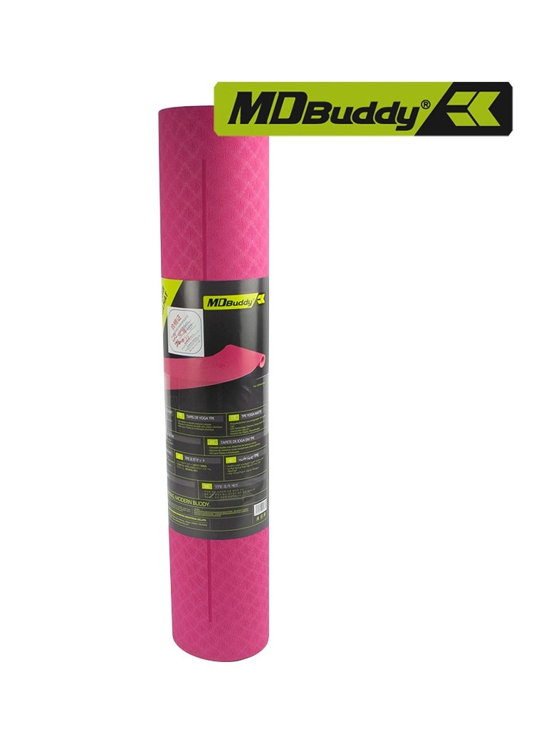 MDBuddy Yoga Mat with Position Lines Pink color  - Image 4