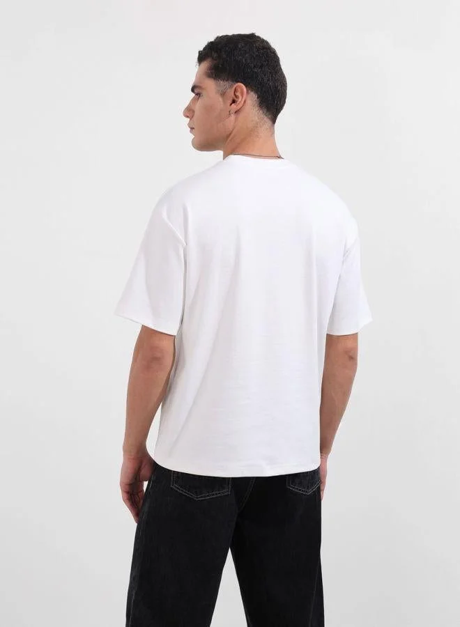 The Indian Garage Co Men Relaxed Fit Embroidered Crew Neck Half Sleeves T-Shirt