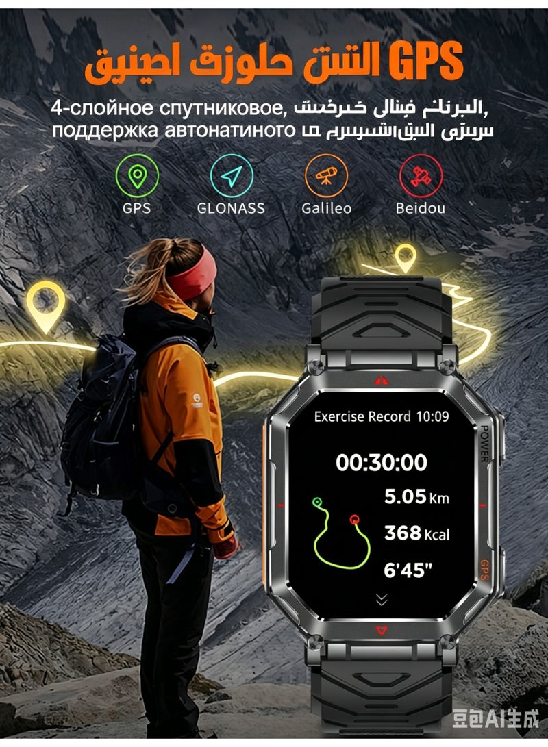 ساعة ذكية بشاشة AMOLED HD مقاس 2.01 بوصة مع مكالمات بلوتوث ونظام تحديد المواقع GPS ومقاومة للماء IP68 - Image 3