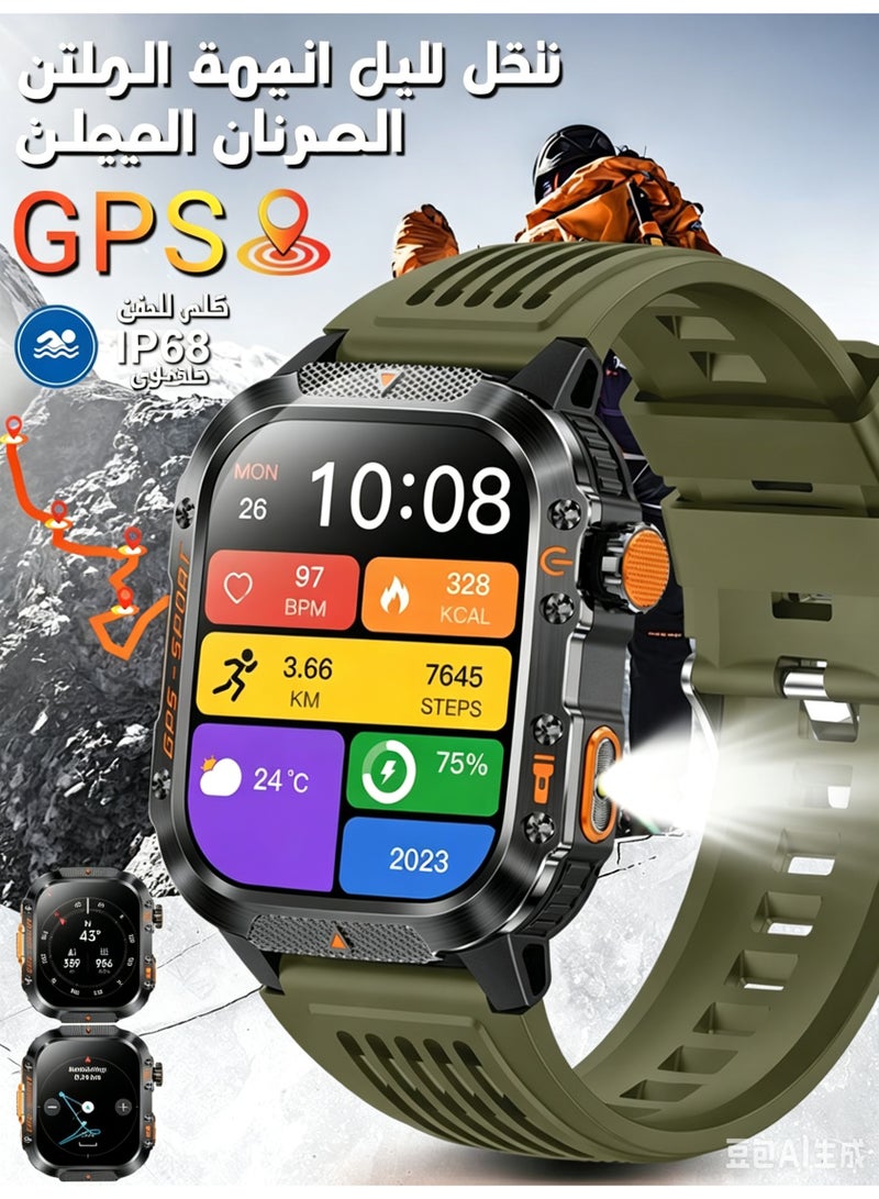 ساعة ذكية بشاشة AMOLED HD مقاس 2.01 بوصة مع مكالمات بلوتوث ونظام تحديد المواقع GPS ومقاومة للماء IP68 - Image 1