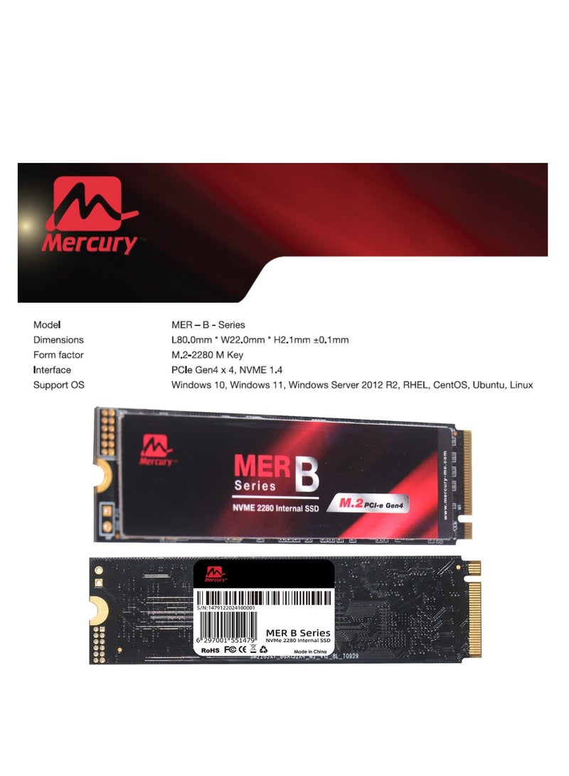 Mercury M.2 NVMe SSD, 2280 PCIe Gen 4 x 4, 7200MB/s Read, 6400MB/s Write (2, TB) - Image 3