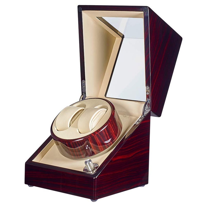 J.QUEEN JQUEEN Double Watch Winder Box for Automatic Watches â€“ Quiet Japanese Motor, Luxury Brown Wooden Self Winding Case, Gift for Men - Image 2