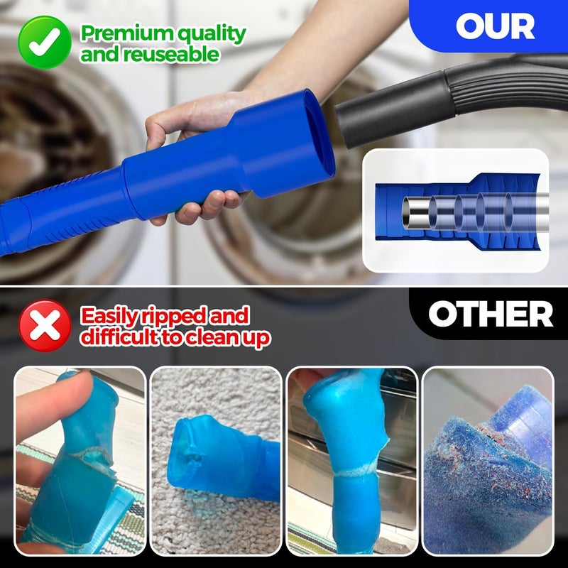 Holikme 2 Pieces Dryer Vent Cleaner Kit, Dryer Lint Vacuum Attachment and Flexible Dryer Lint Brush, Dryer Vent Vacuum Hose Attachment,Dark Blue - Image 2