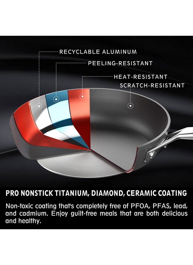 MsMk MsMk 7 inch Small Egg Nonstick Frying Pan with Lid, Eggs Omelette Burnt also Non stick, Scratch-resistant, Induction Skillet, Oven Safe to 700°F Pan for Cooking, Dishwasher Safe  - Image 2