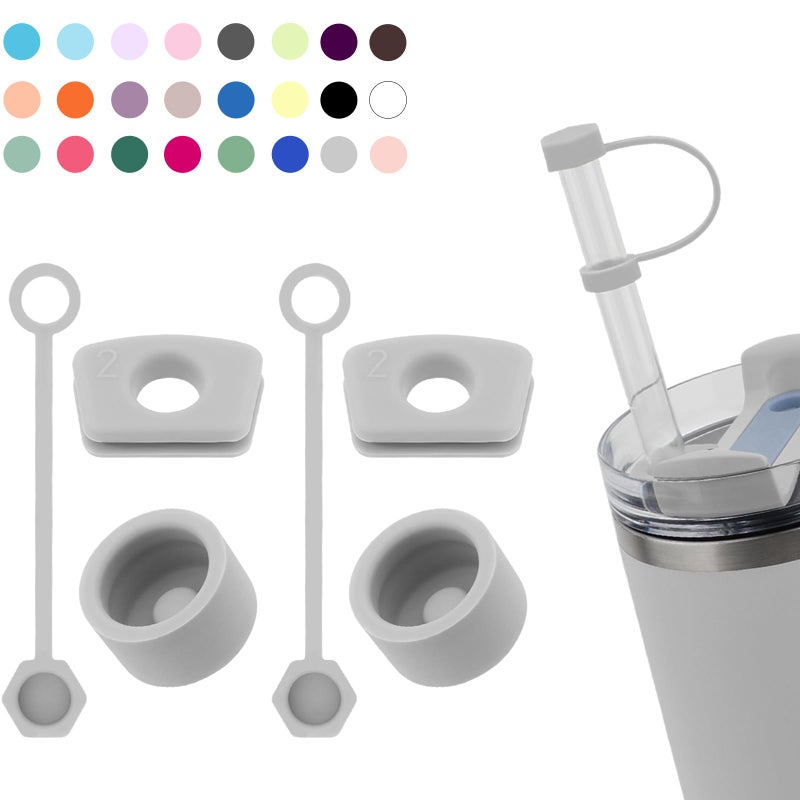 DUNLAGUE مجموعة سدادة تسرب السيليكون متوافقة مع ستانلي كأس 2.0 30 أوقية و 40 أوقية مع غطاء القش (مجموعة من 2 ضباب) - Image 1