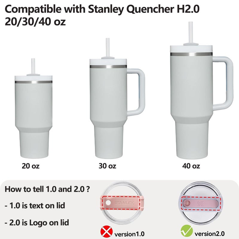 DUNLAGUE مجموعة سدادة تسرب السيليكون متوافقة مع ستانلي كأس 2.0 30 أوقية و 40 أوقية مع غطاء القش (مجموعة من 2 ضباب) - Image 4