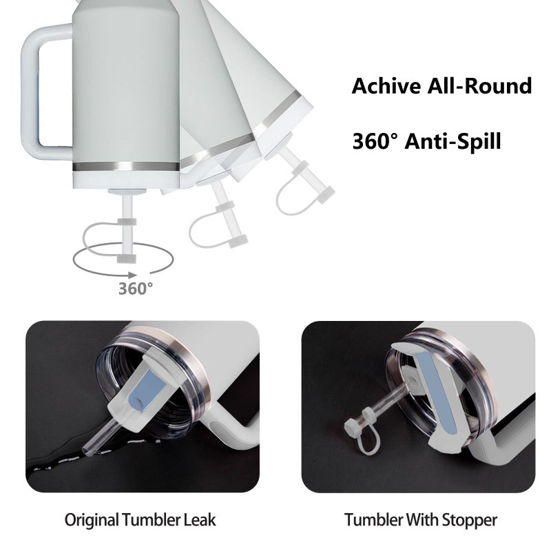 DUNLAGUE مجموعة سدادة تسرب السيليكون متوافقة مع ستانلي كأس 2.0 30 أوقية و 40 أوقية مع غطاء القش (مجموعة من 2 ضباب) - Image 3