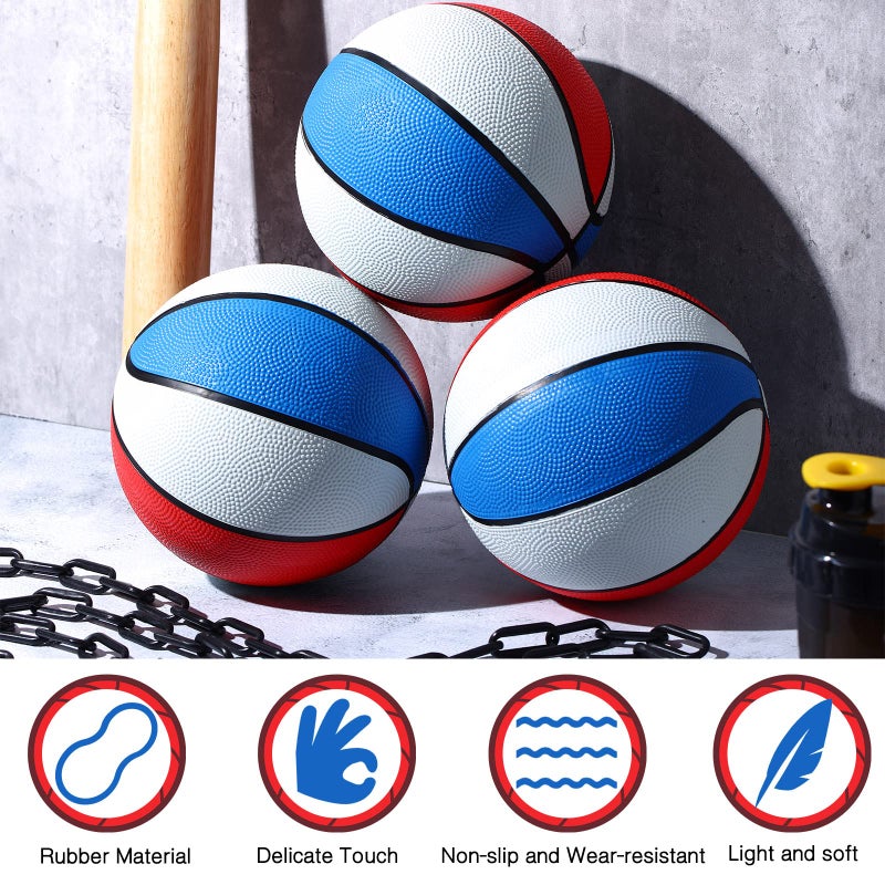 Vinsot 6 Pack Operation Christmas Mini Rubber Basketballs 7 Inch Red, White and Blue Mini Basketball Set Bulk Small Basket Balls for Indoor, Outdoor, Pool Parties, Game Party Favors - Image 3