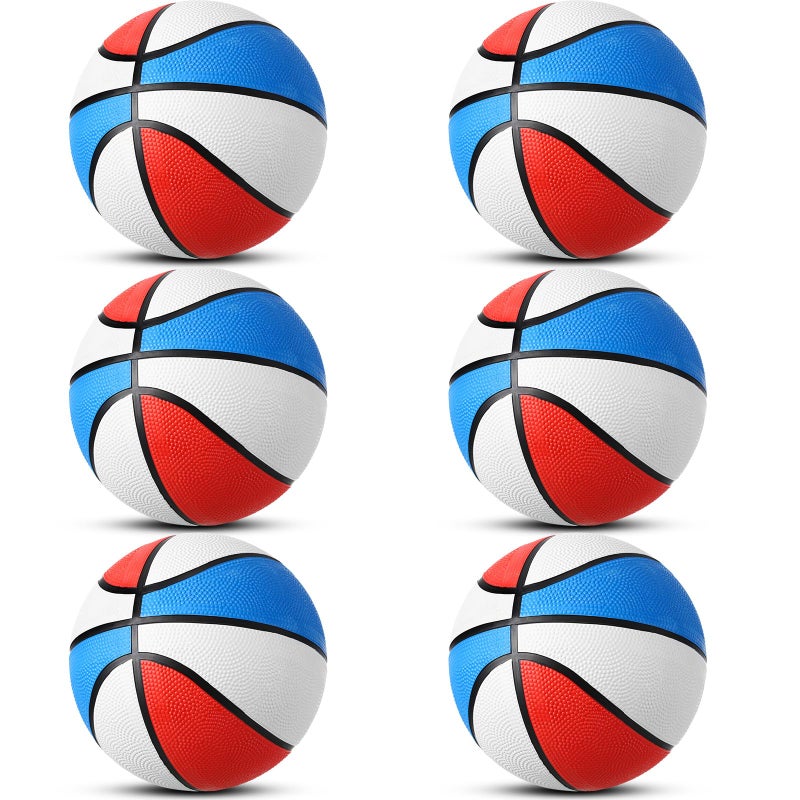 Vinsot 6 Pack Operation Christmas Mini Rubber Basketballs 7 Inch Red, White and Blue Mini Basketball Set Bulk Small Basket Balls for Indoor, Outdoor, Pool Parties, Game Party Favors - Image 1