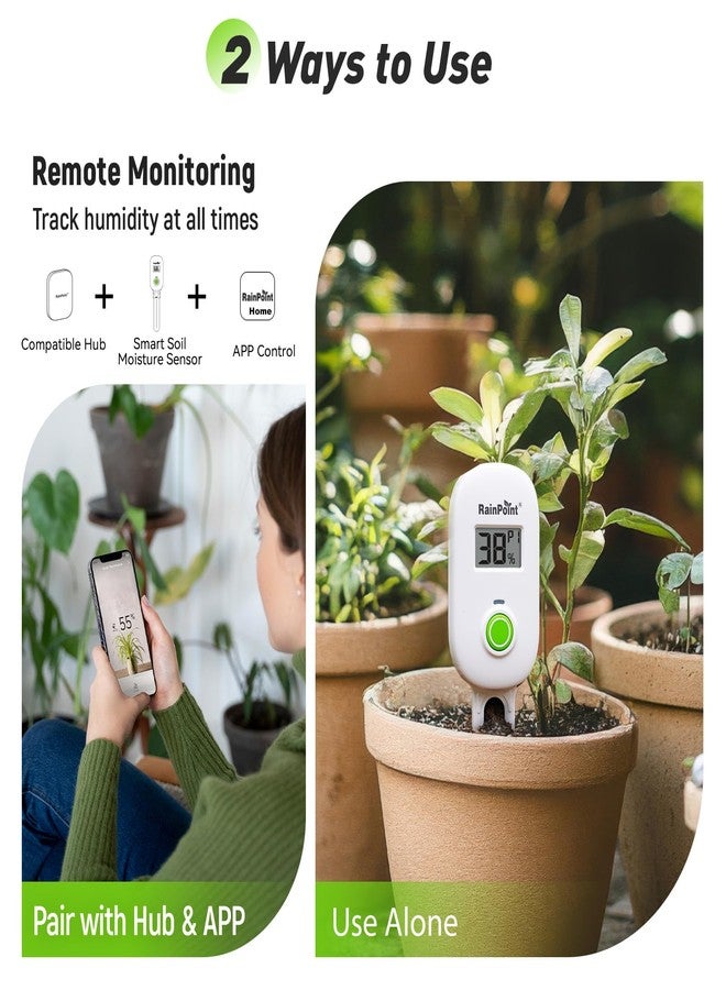 RAINPOINT Smart Digital Wireless Plant Moisture Meter Houseplant Indoor,WiFi Hub Needed,Capacitive Probe,Leave-in Soil Hygrometer Sensor,Real-time Monitor Outdoor Greenhouse Gardening(Two-Pack Set) - Image 5