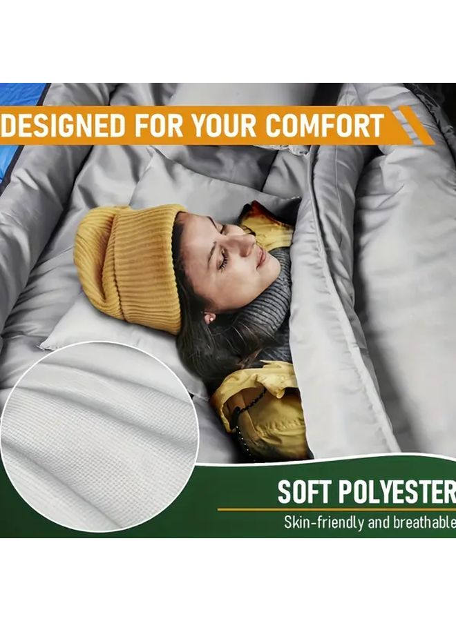 Double Person Portable Sleeping Bag With Pillow Army Green Envelope Style Thickened Comfortable Soft Breathable For Autumn Winter Office Car Naps Outdoor Camping Travel - Image 3