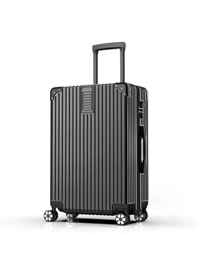 Soo Luggage Suitcase For Men, Large Capacity Travel Case, Student Password Lock Suitcase For Women, Business Leather Suitcase, 28 Inches, Black - Image 1