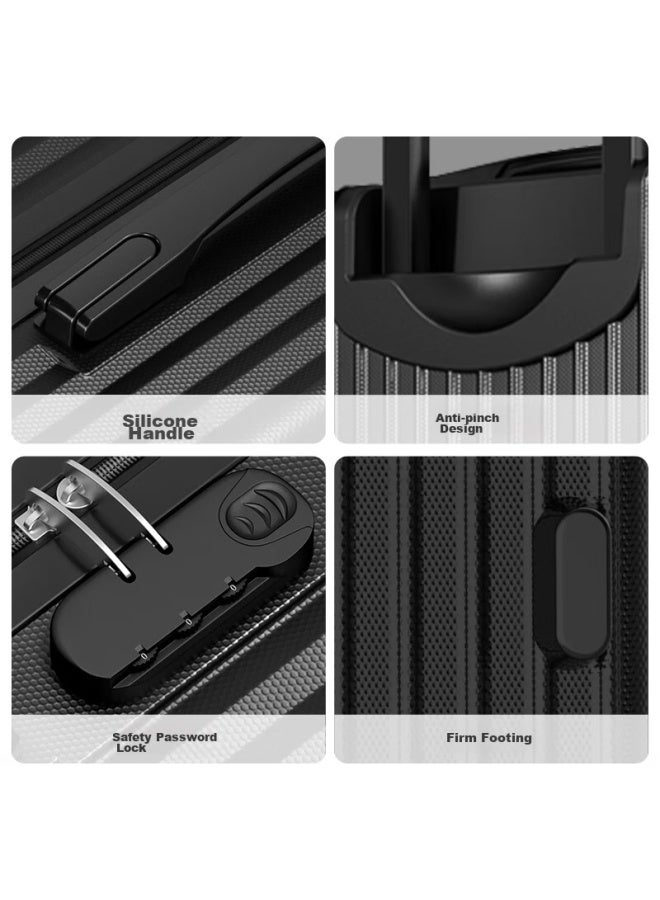 Soo Luggage Suitcase For Men, Large Capacity Travel Case, Student Password Lock Suitcase For Women, Business Leather Suitcase, 28 Inches, Black - Image 5