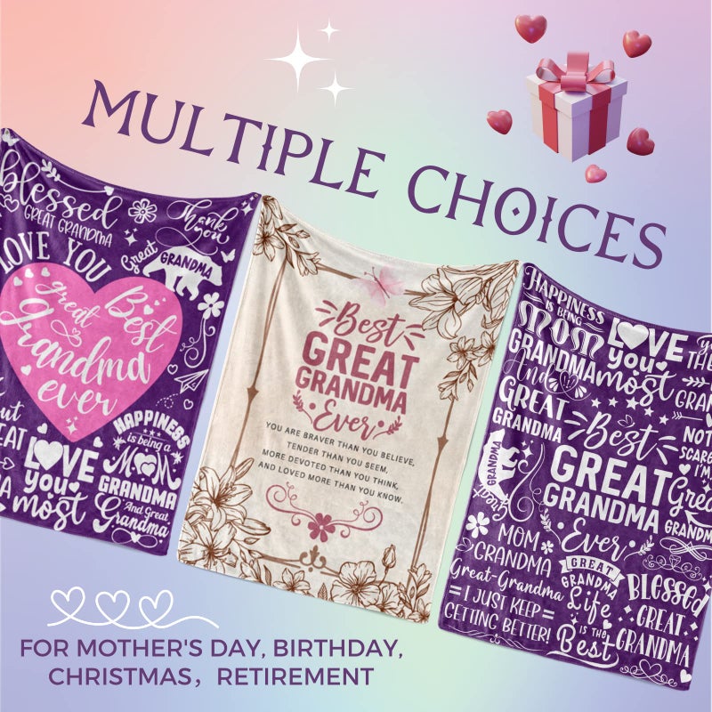 INNObeta InnoBeta Great Grandma Gifts  Super Soft Flannel Throw Blankets Gifts for Great Grandma  Great Grandmother Nana  Gigi  Granny  Grammy Presents for Birthday Mothers Day  50  x 65 - Heart  - Image 2