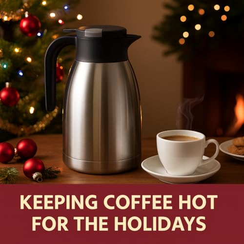 Heritage66 2L Thermal Coffee Carafe with Cleaning Brush – Triple-Wall Vacuum Insulated Stainless Steel Dispenser, 12h Hot / 24h Cold, Wide-Mouth Coffee & Tea Server - Image 2