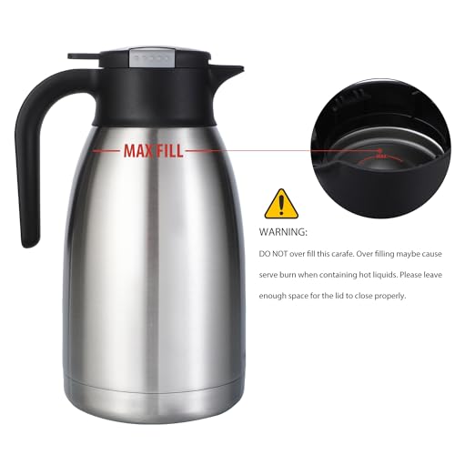 Heritage66 2L Thermal Coffee Carafe with Cleaning Brush – Triple-Wall Vacuum Insulated Stainless Steel Dispenser, 12h Hot / 24h Cold, Wide-Mouth Coffee & Tea Server - Image 5