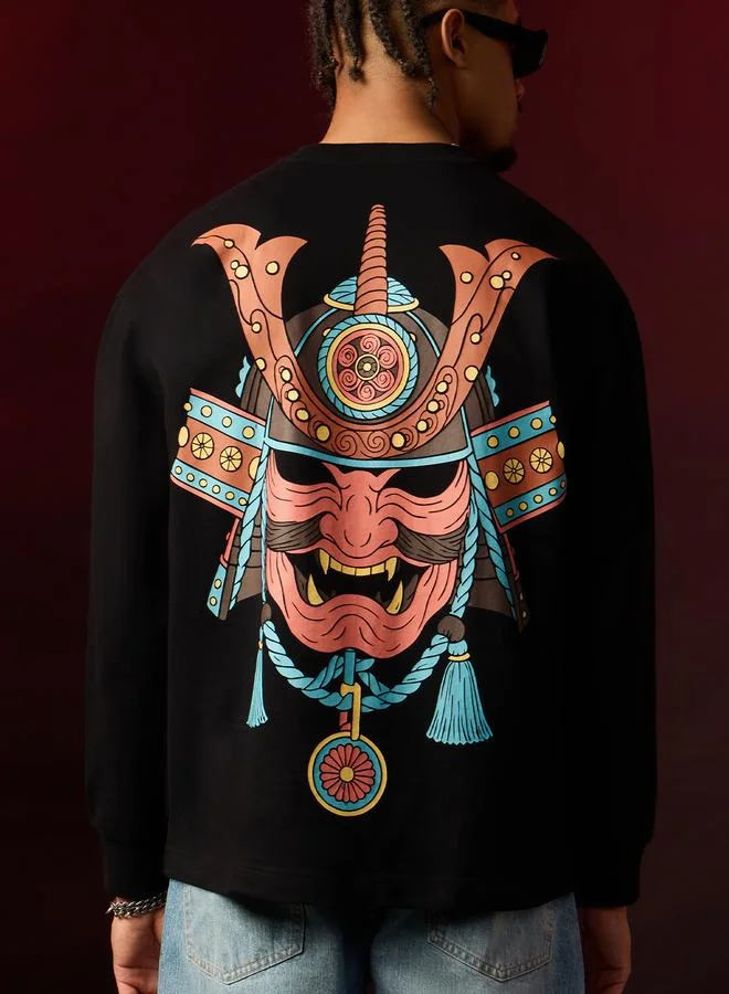 The Souled Store  Men Black Oversized Graphic Long Sleeve T-Shirt for Men | Best Price UAE