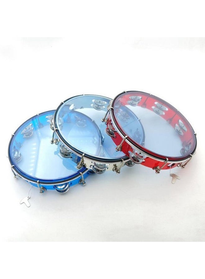 Double Row Percussion Tambourine with Hand Drum Head Multicolor for Music Rhythm and Performance
