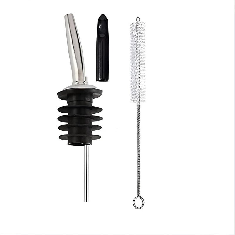BIRDBRID Stainless Steel Olive Oil Pourer with Dust Caps LeakProof Spouts for Oil Vinegar and Liquor Bottles Easy Flow and Durable Design Pack of 1 Jigger Pourer - Image 1