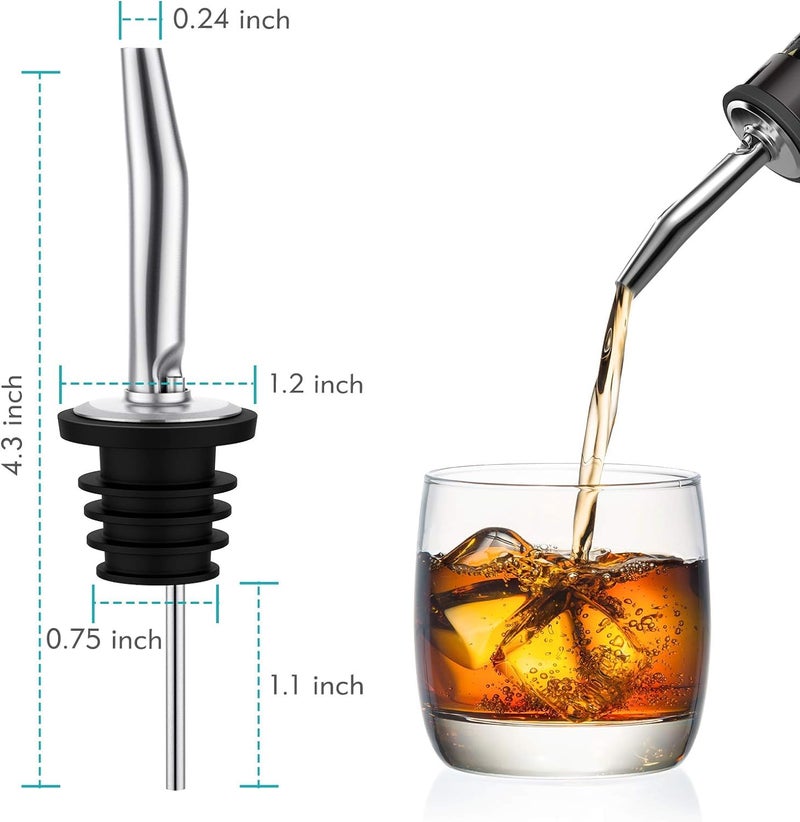 BIRDBRID Stainless Steel Olive Oil Pourer with Dust Caps LeakProof Spouts for Oil Vinegar and Liquor Bottles Easy Flow and Durable Design Pack of 1 Jigger Pourer - Image 5