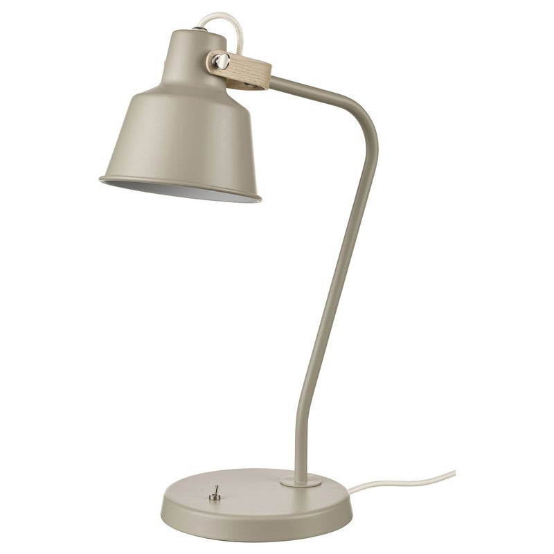 Baitique Desk Lamp with Metal Shade and Ash Handle, Beige, 49 cm - Image 1