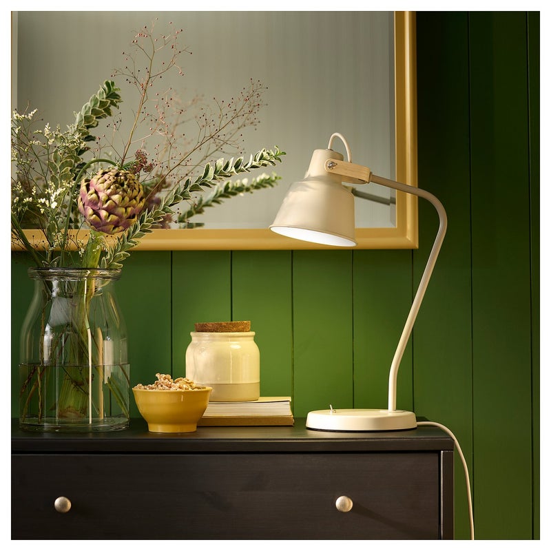 Baitique Desk Lamp with Metal Shade and Ash Handle, Beige, 49 cm - Image 3