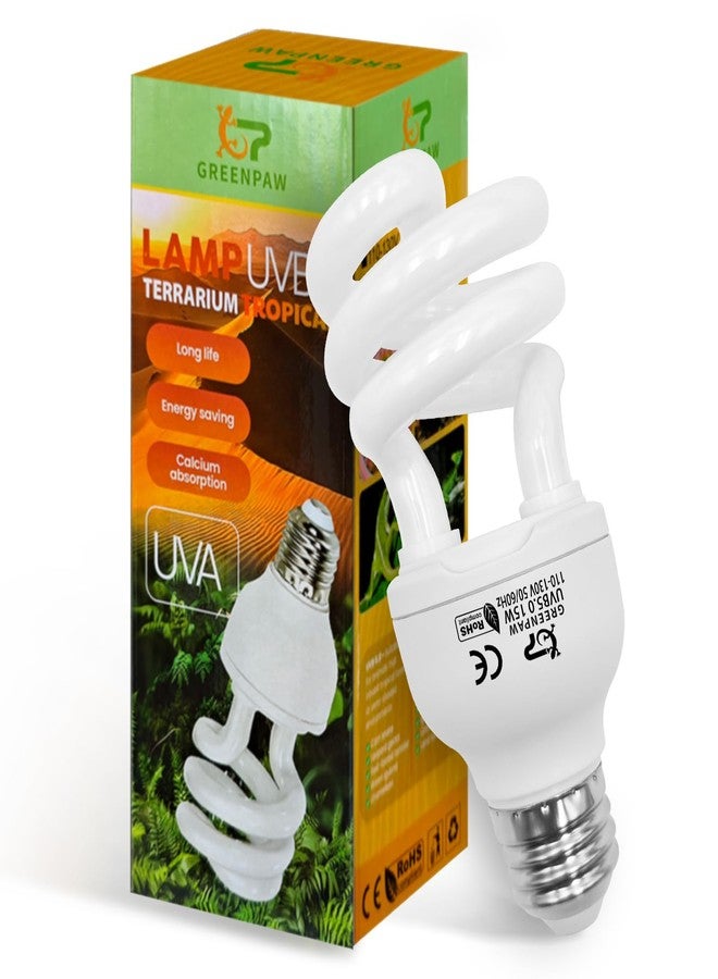 GREENPAW UVB Reptile Light, 5.0 15W UVA UVB Light for Reptiles, Spiral Compact Fluorescent UVB Bulb for Chameleons Tortoise Iguanas and Snakes - Image 1