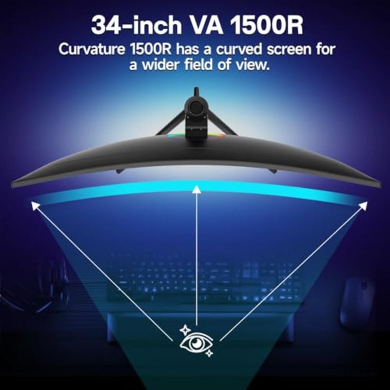 34 inch Gaming Monitor, 2 units, gamers and professionals, curved ultrawide VA panel, ultra-smooth 240Hz refresh rate with 1ms MPRT, black, HDR400 and Adaptive Sync support - Image 3