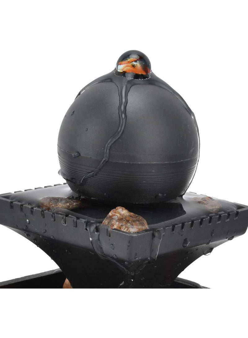 توشيونيكس نافورة مياه LED على سطح الطاولة مع شلال داخلي مع أحجار وإضاءة LED، نافورة زين صغيرة تعمل بمنفذ USB/البطارية لتزيين مكتب المنزل - Image 3