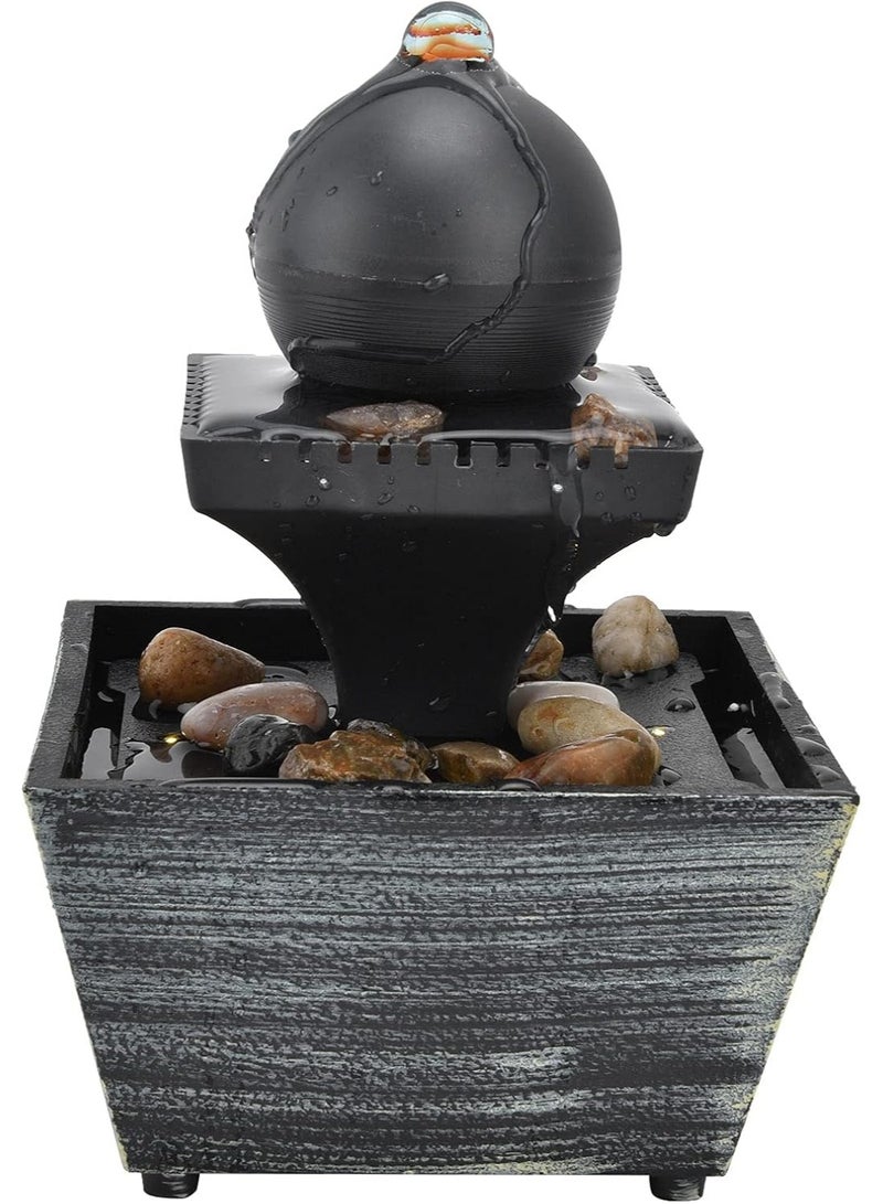 توشيونيكس نافورة مياه LED على سطح الطاولة مع شلال داخلي مع أحجار وإضاءة LED، نافورة زين صغيرة تعمل بمنفذ USB/البطارية لتزيين مكتب المنزل - Image 2