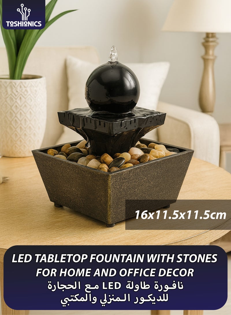 توشيونيكس نافورة مياه LED على سطح الطاولة مع شلال داخلي مع أحجار وإضاءة LED، نافورة زين صغيرة تعمل بمنفذ USB/البطارية لتزيين مكتب المنزل - Image 1