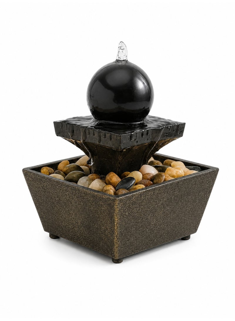 Toshionics LED Tabletop Water Fountain Indoor Waterfall Feature with Stones & LED Light, Mini Zen Fountain USB/Battery Powered for Home Office Desk Decoration - Image 1