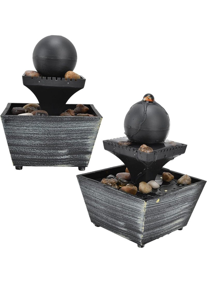 Toshionics LED Tabletop Water Fountain Indoor Waterfall Feature with Stones & LED Light, Mini Zen Fountain USB/Battery Powered for Home Office Desk Decoration - Image 5