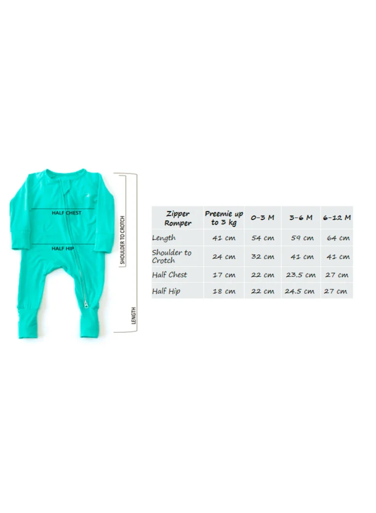 Anvi Baby Organic Zipper Romper- Celestial Blue 95% Bamboo 5% Spandex