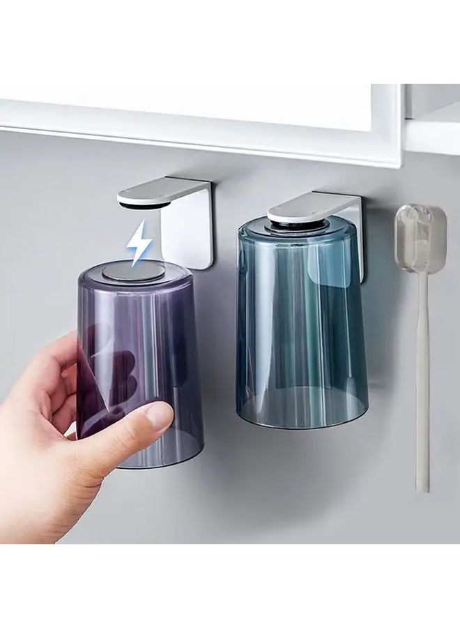 Amber Magnetic Suction Cup Wall Mounted Transparent Toothbrush Holder - Image 1