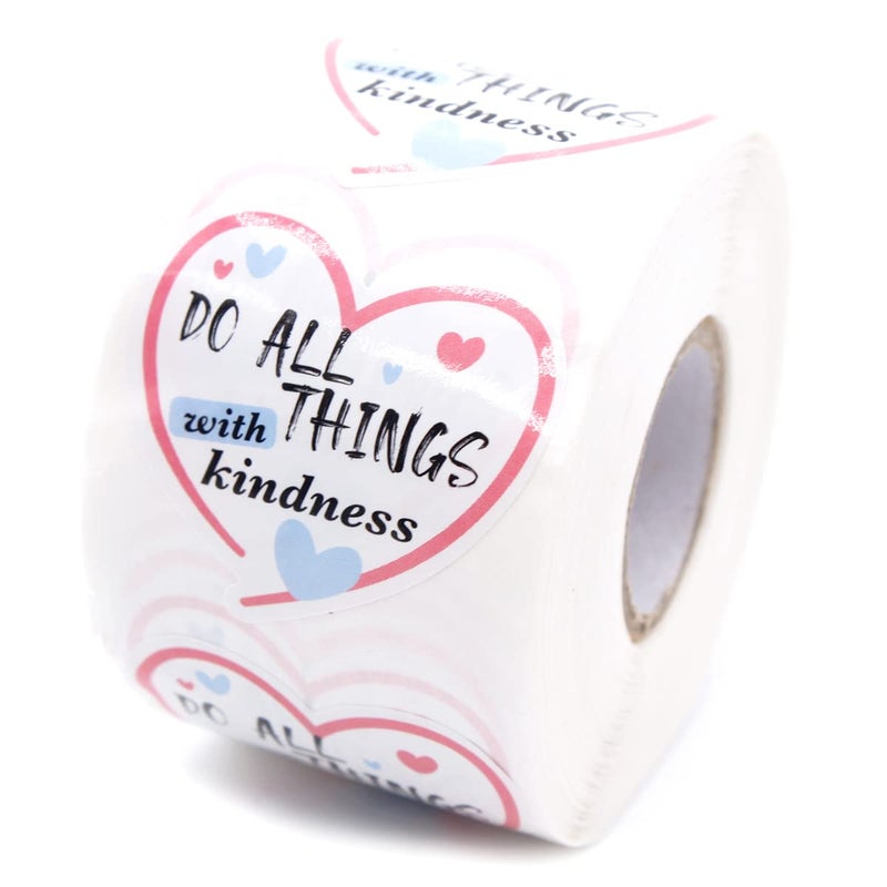 Kaecery Do All Things with Kindness Stickersï¼ŒThank You Uplifting Roll Stickers,Be Kind Treat People with Kindness Sticker for Projects Envelopes 500 PCS - Image 1