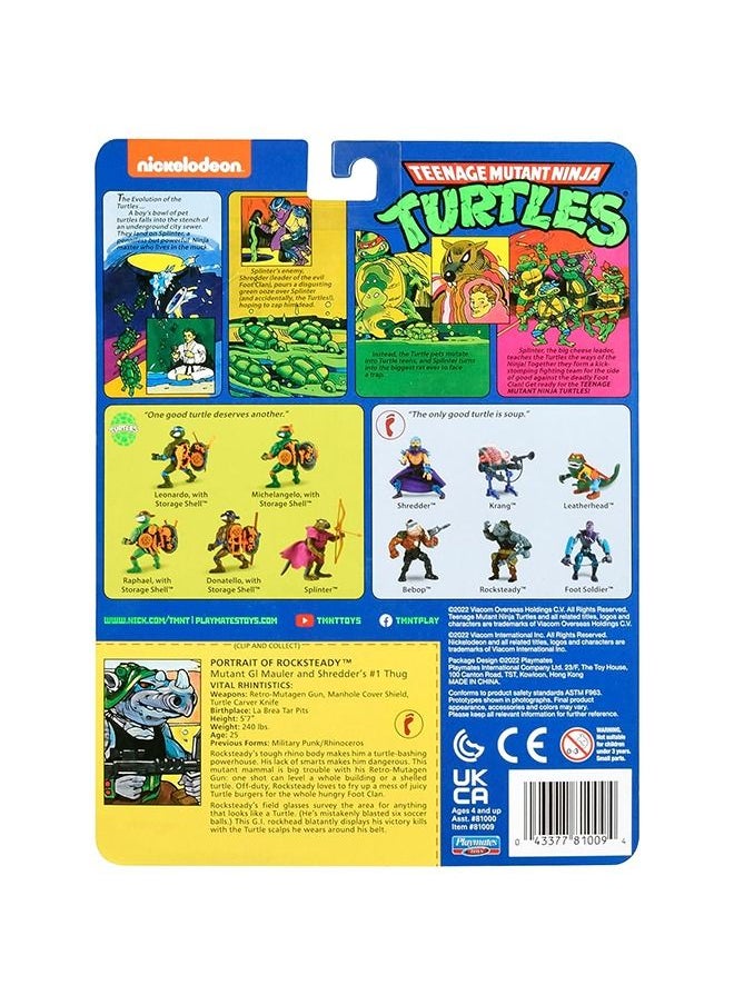 Teenage Mutant Ninja Turtles تنين نينجا مراهقين: شخصية روكستيدي الأساسية الكلاسيكية الأصلية 4 إنش  - Image 2